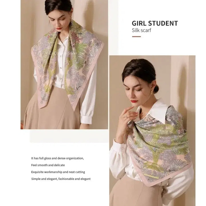 [BUNJANG] Floral Pattern Scarf / 플라워 패턴 스카프(새상품)