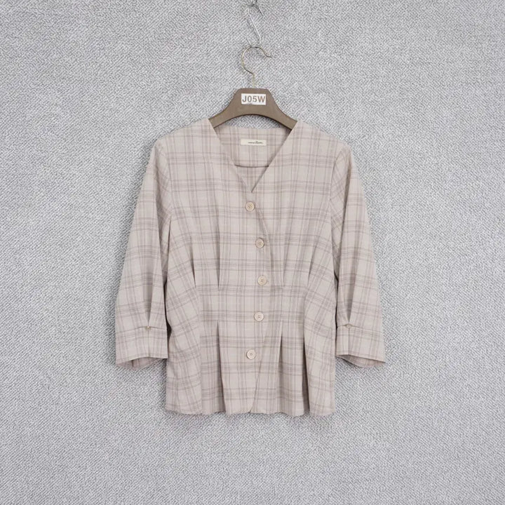 [BUNJANG] Roem Check Pattern Pintuck Blouse / 로엠 20SS 여성 체크패턴 핀턱 블라우스 55size