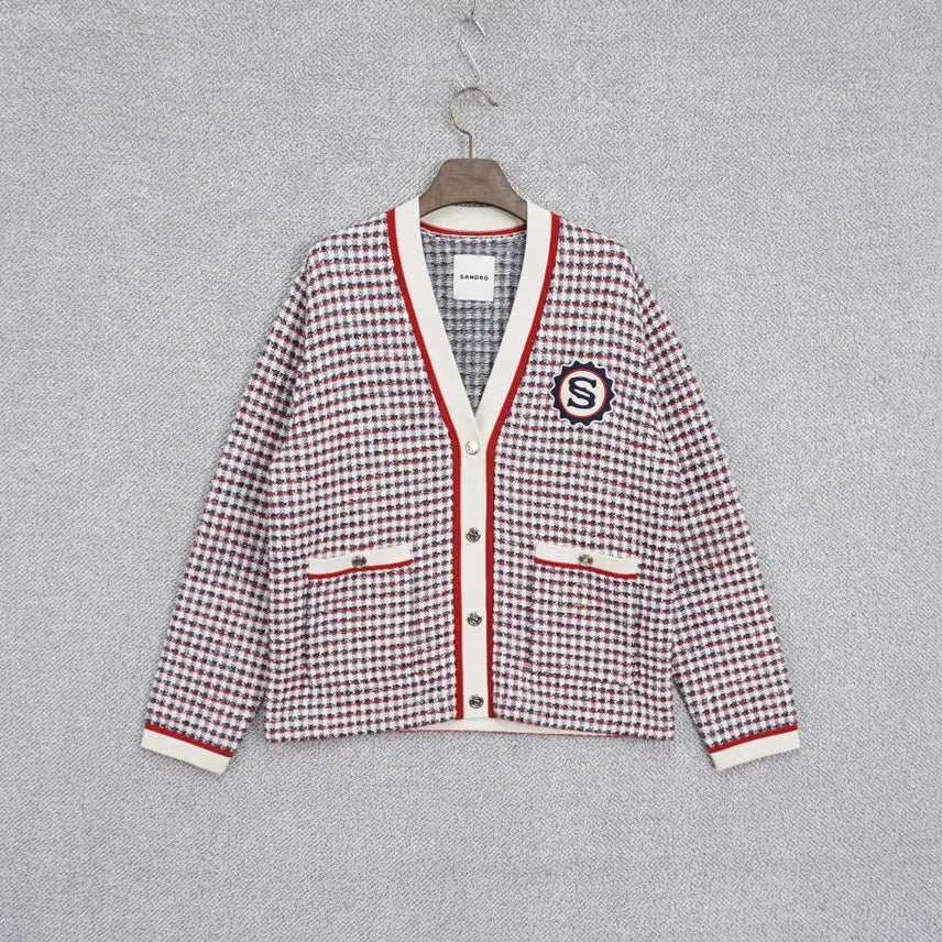 [SOLD OUT] 산드로 여성 자수패치 오버핏 니트 가디건 1size