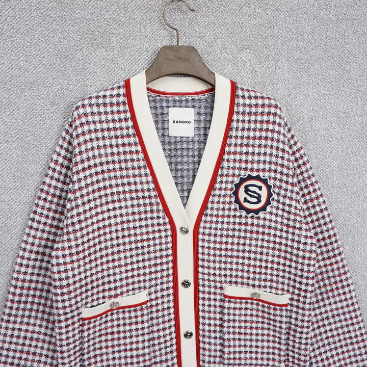 [SOLD OUT] 산드로 여성 자수패치 오버핏 니트 가디건 1size