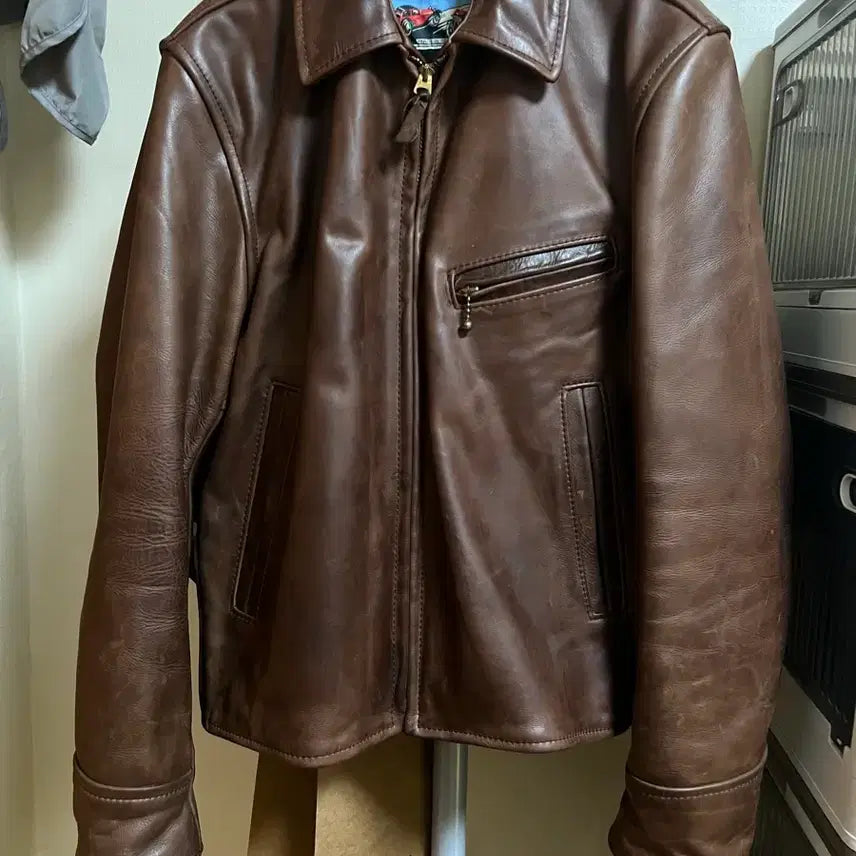 [BUNJANG] Aero Leather Steerhide Half Belt Jacket / [34] 에어로레더 스티어하이드 하프벨트