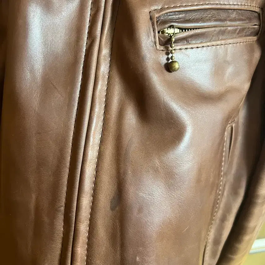 [BUNJANG] Aero Leather Steerhide Half Belt Jacket / [34] 에어로레더 스티어하이드 하프벨트