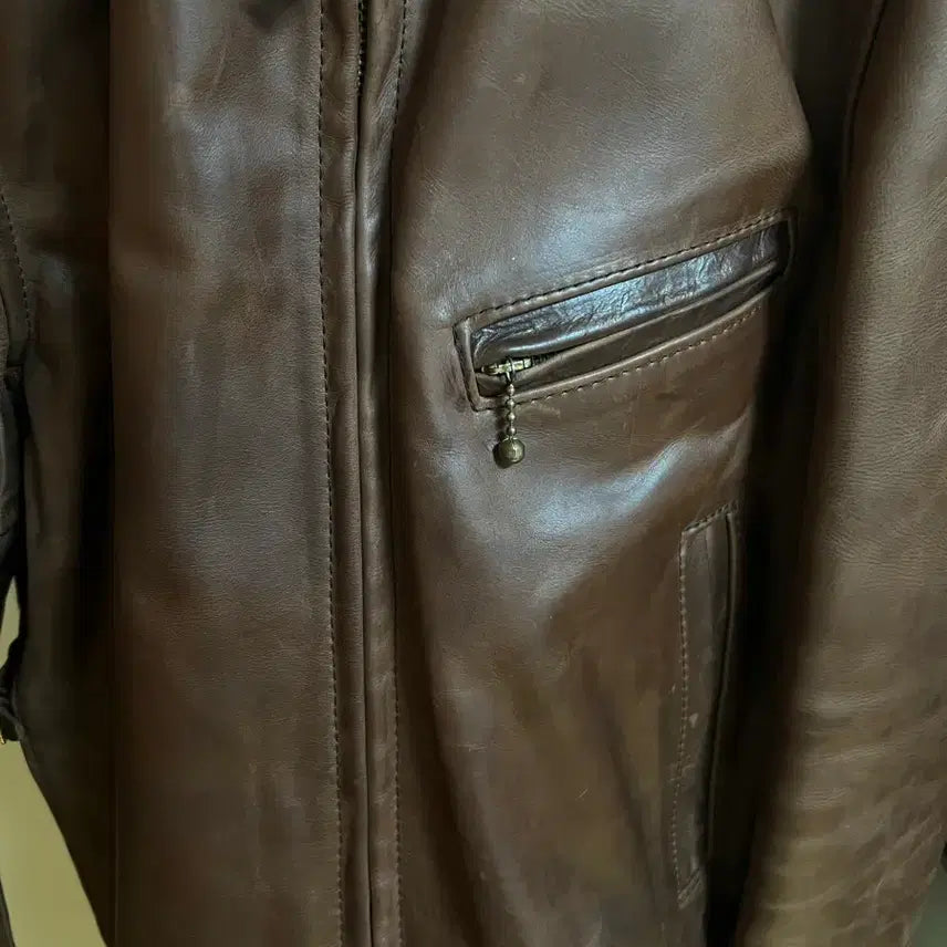 [BUNJANG] Aero Leather Steerhide Half Belt Jacket / [34] 에어로레더 스티어하이드 하프벨트