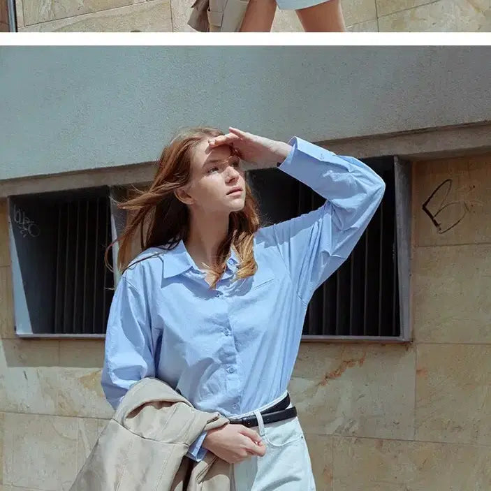 [BUNJANG] 앤유 WATERLOO Volume Sleeve Shirt - Blue / 앤유 WATERLOO Volume sleeve shirt 볼륨 셔츠 블루