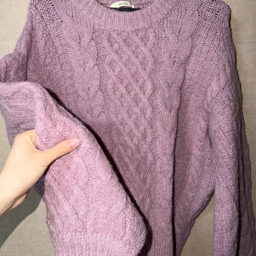 [BUNJANG] Purple Cable Knit Sweater / 연보라 꽈배기 니트 퍼플