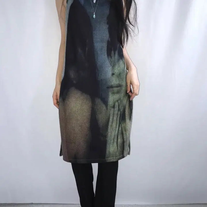[BUNJANG] HBDH Hippie Pattern Slip Long Sleeveless Dress / 히피디피 패턴 슬립 롱 슬리브리스 원피스