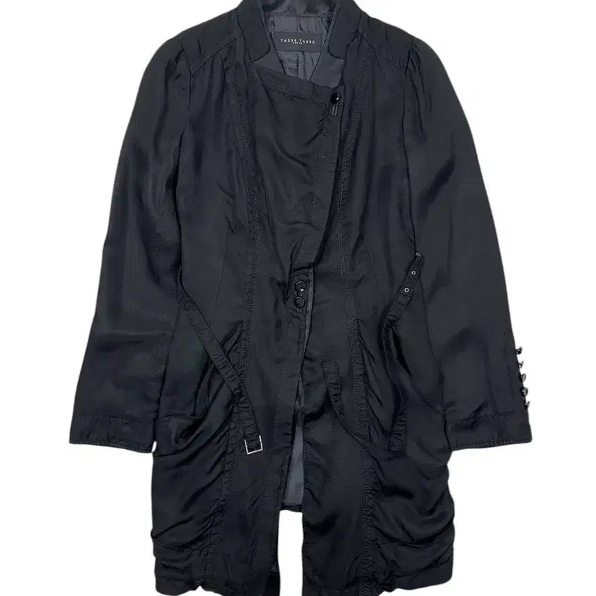 [BUNJANG] TASSE High-Neck Asymmetrical Coat / 타스타스 하이넥 사선 오버랩 코트