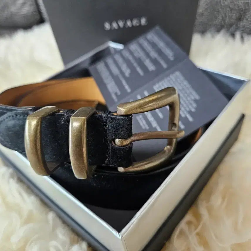[BUNJANG] Savage 110 Brass Buckle Suede Belt (L) / 세비지/110/황동 벨트/스웨이드/ L 사이즈