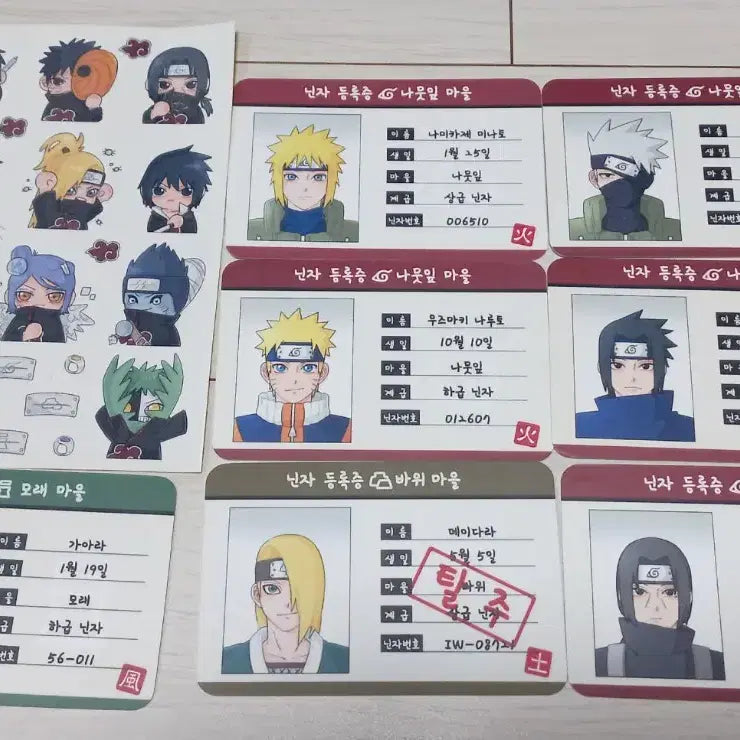 [BUNJANG] Naruto Ninja Registration Card + Sticker Bundle Set / (일괄) 나루토 닌자 등록증 카드 + 스티커