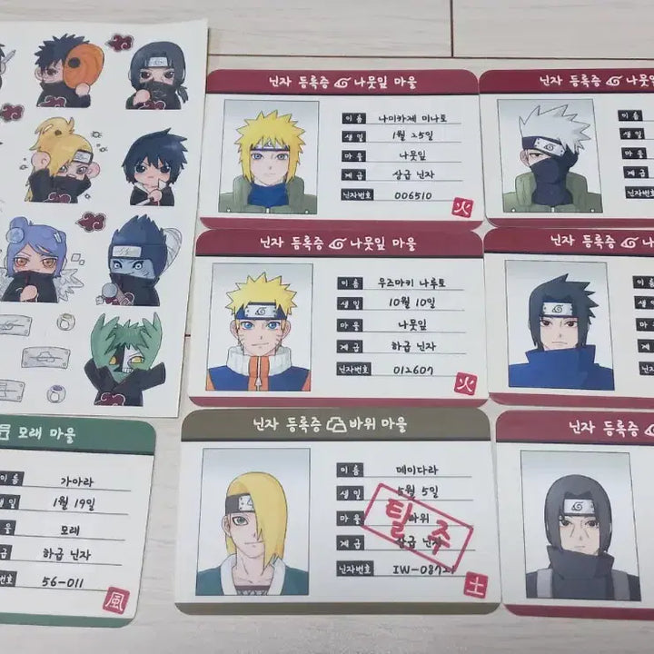 [BUNJANG] Naruto Ninja Registration Card + Sticker Bundle Set / (일괄) 나루토 닌자 등록증 카드 + 스티커