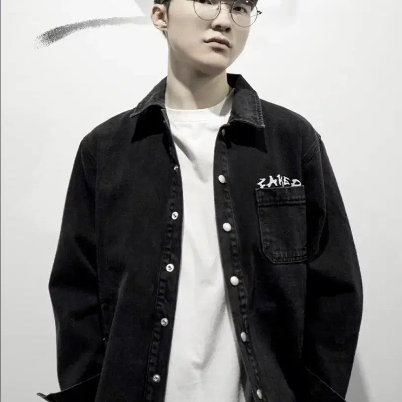 [SOLD OUT] [미개봉/새상품] T1 페이커 데님 셔츠 자켓 (Black)