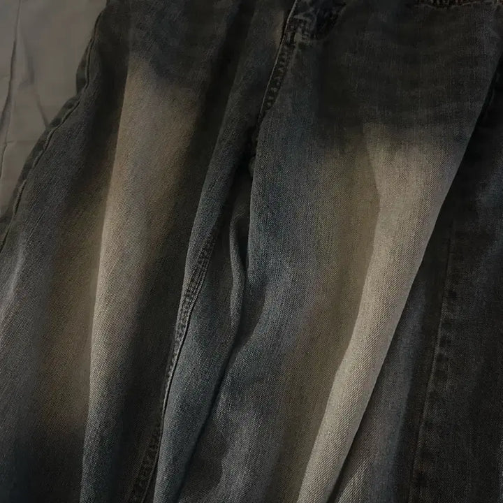 [BUNJANG] Balloon Fit Jeans (Washed, Shorts) / 벌룬핏 청바지 (워싱, 숏s)