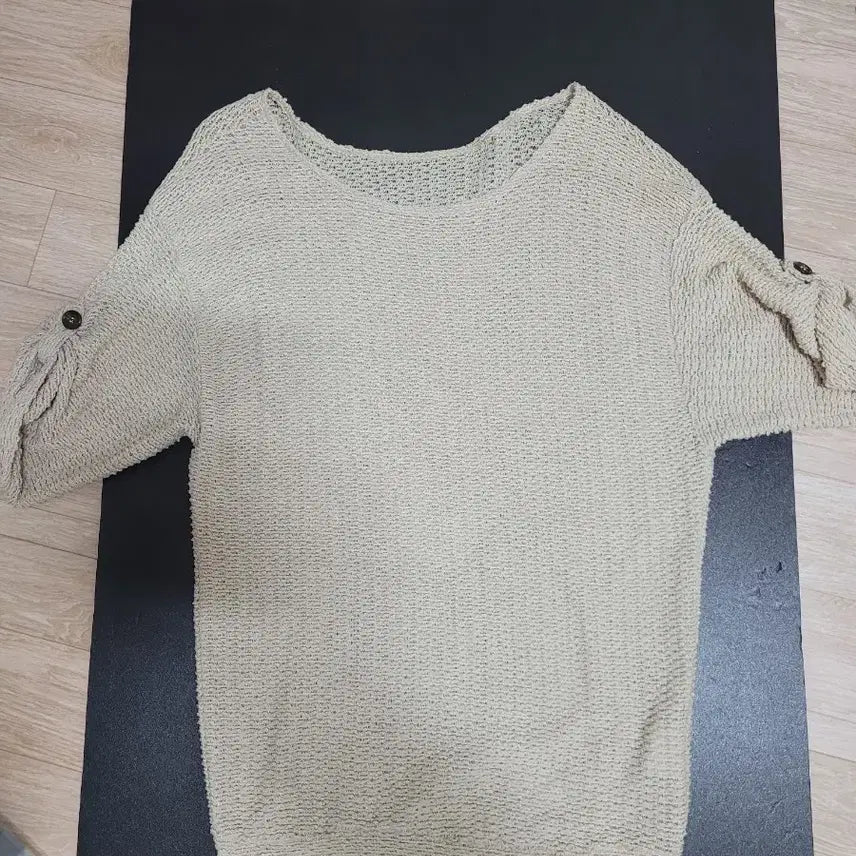 [BUNJANG] Ivory Knit Short Sleeve T-Shirt / 아이보리 니트 반팔 티셔츠