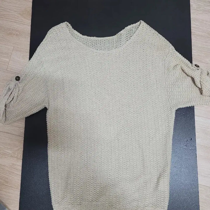 [BUNJANG] Ivory Knit Short Sleeve T-Shirt / 아이보리 니트 반팔 티셔츠