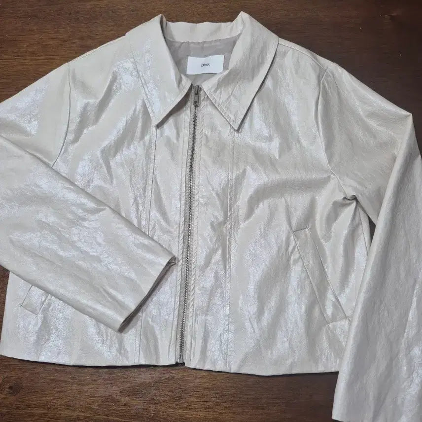 [BUNJANG] Ivory Leather Crop Jacket / 아이보리 레더 크롭 자켓