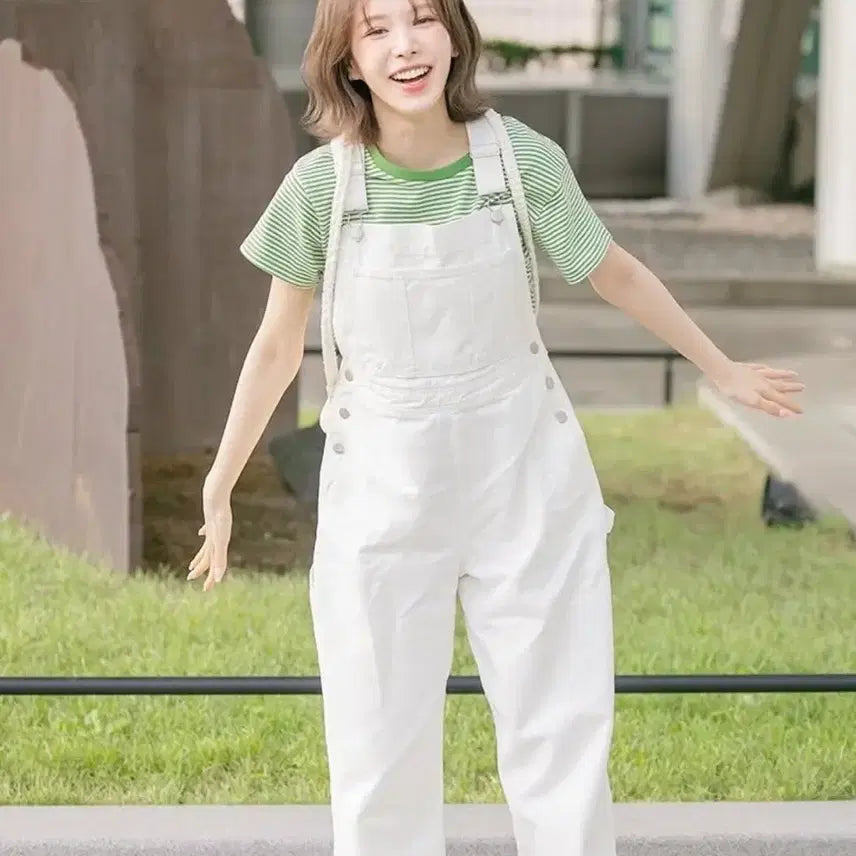 [BUNJANG] Re_L White Denim Overalls / Re_L 리엘 화이트 멜빵 바지 데님