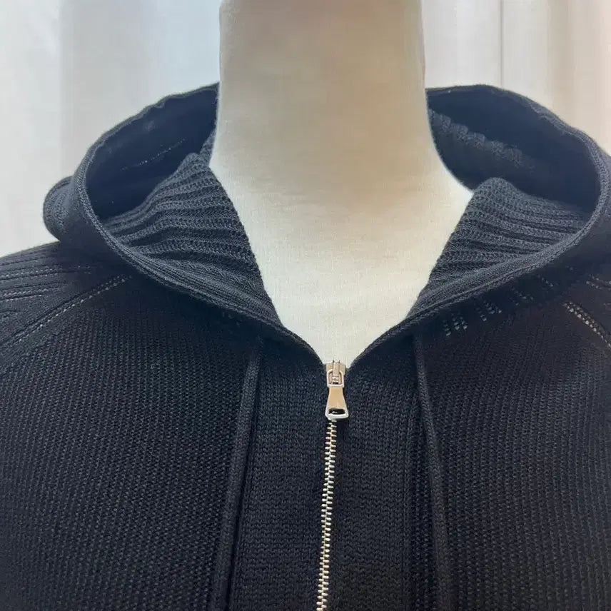 [BUNJANG] TIME The Cashmere Hooded Zip-Up Knit Black (Size 55) / 네고사절 타임 더캐시미어 후드 집업 니트 85 (55) 블랙 크롭