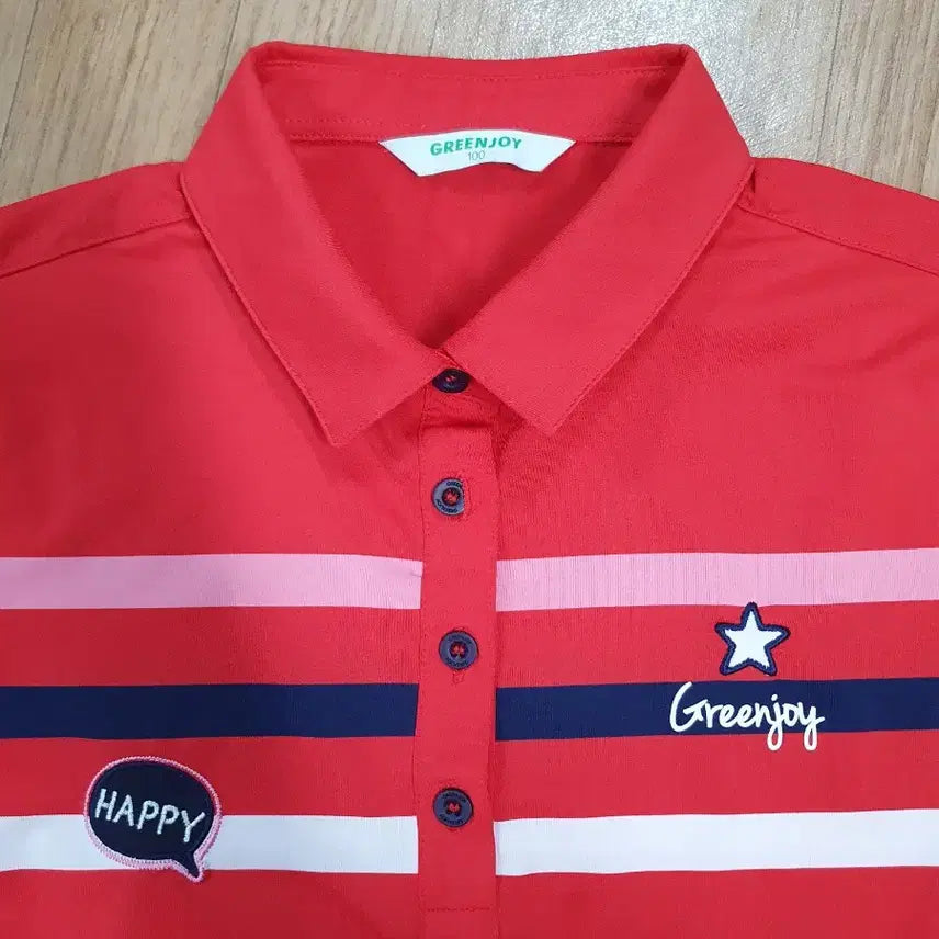 [SOLD OUT] Greenjoy 여성 스트라이프 반팔 카라 티셔츠
