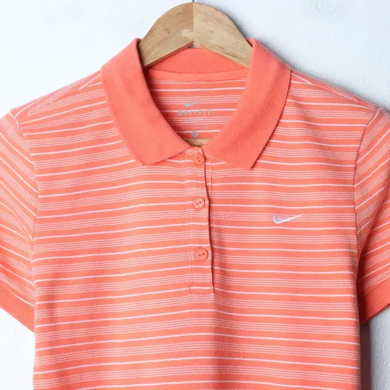 [BUNJANG] Nike Striped Short Sleeve Polo Shirt / W(M) 나이키 반팔 카라 티셔츠 스트라이프 오렌지 올드스쿨-18022