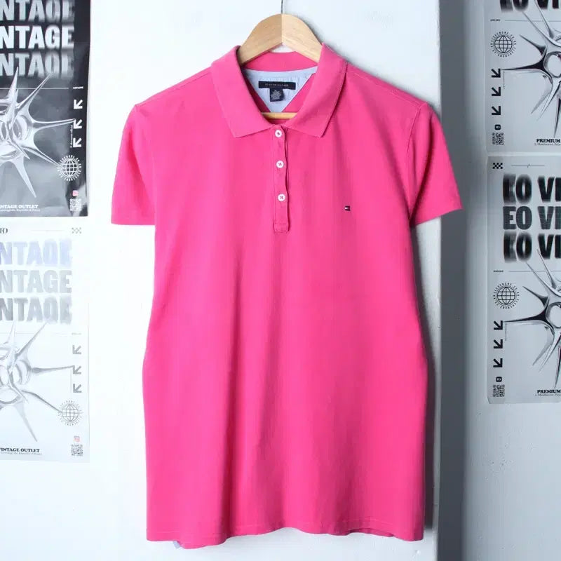 [BUNJANG] Tommy Hilfiger Small Logo Pink Polo Shirt / W(XL) 타미힐피거 반팔 카라 티셔츠 스몰로고 핑크 올드스쿨-1802B