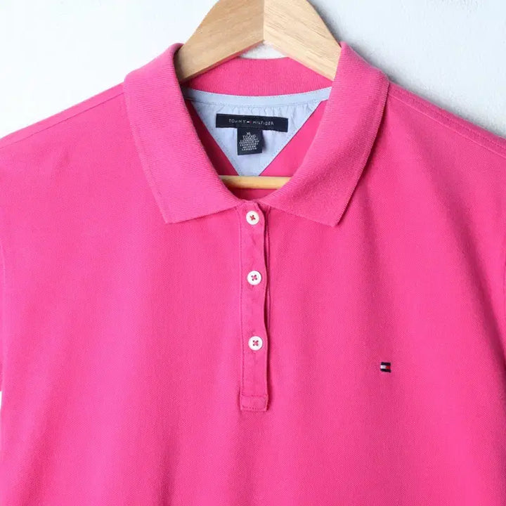 [BUNJANG] Tommy Hilfiger Small Logo Pink Polo Shirt / W(XL) 타미힐피거 반팔 카라 티셔츠 스몰로고 핑크 올드스쿨-1802B