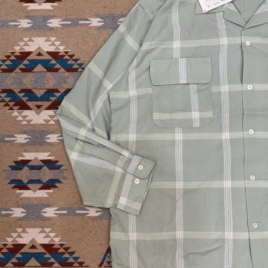 [BUNJANG] Nanamica Palaka Check Shirt Coral Green / [L][105] 나나미카 팔라카 체크 셔츠 코랄 그린