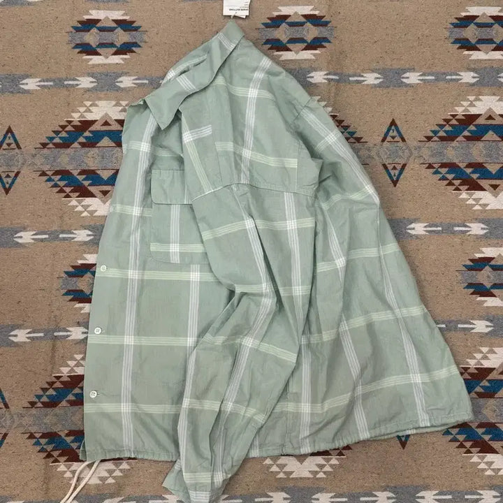 [BUNJANG] Nanamica Palaka Check Shirt Coral Green / [L][105] 나나미카 팔라카 체크 셔츠 코랄 그린