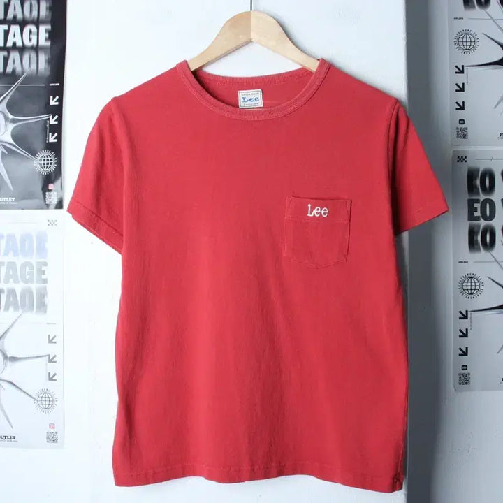 [BUNJANG] W(M) Lee Red Pocket T-Shirt - Old School Japanese Edition / W(M) 리 반팔 티셔츠 포켓 레드 올드스쿨 일본판-1803B