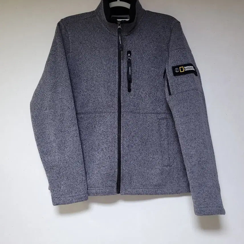[BUNJANG] National Geographic Knit Zip-up Jacket (Gray, Size S) / 내셔널지오그래픽 니트 집업 자켓 그레이 (사이즈90/S)