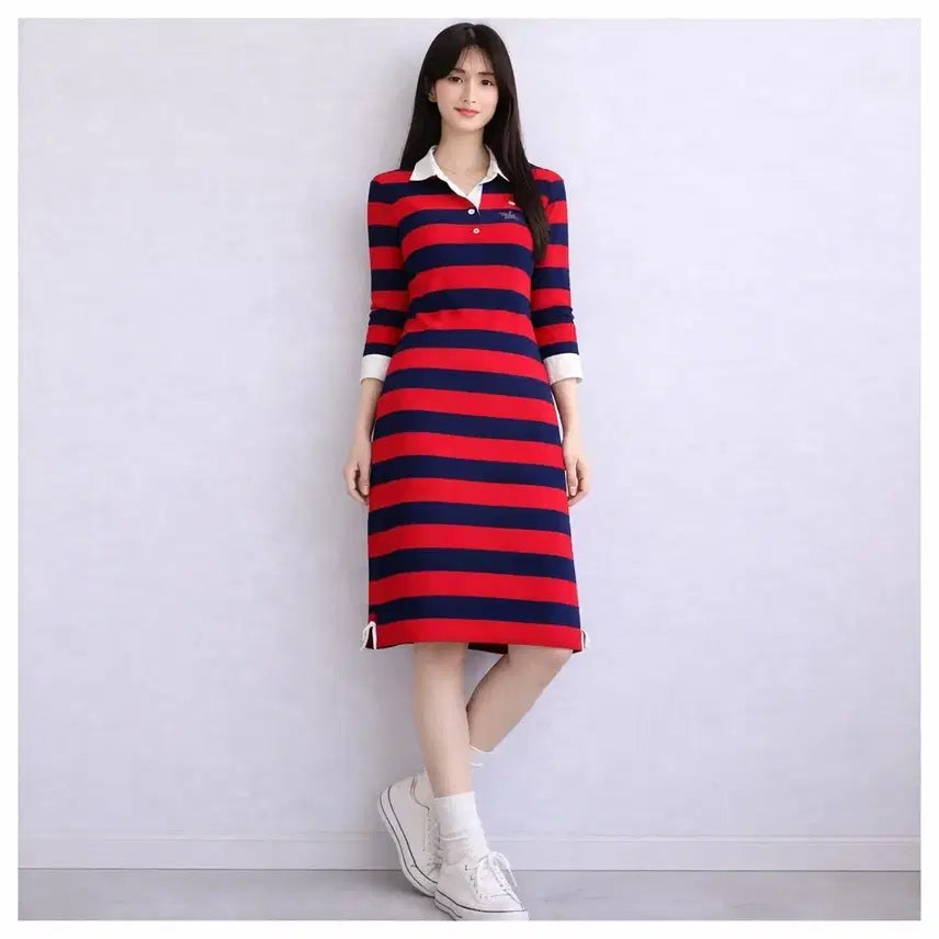 [BUNJANG] Tommy Hilfiger Y2K Striped Collar Dress / Y2K 타미힐피거클래식Tommy Hilfiger배색스트라이프 카라 원피스