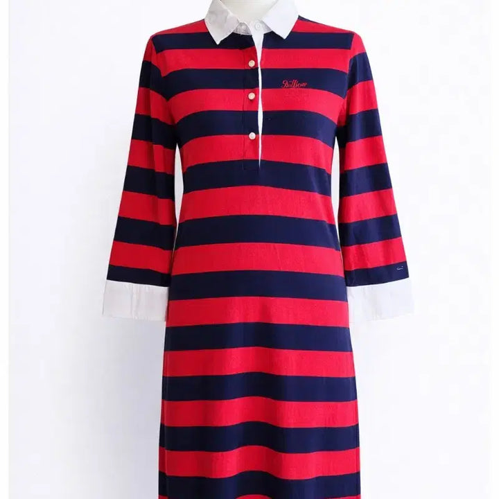 [BUNJANG] Tommy Hilfiger Y2K Striped Collar Dress / Y2K 타미힐피거클래식Tommy Hilfiger배색스트라이프 카라 원피스