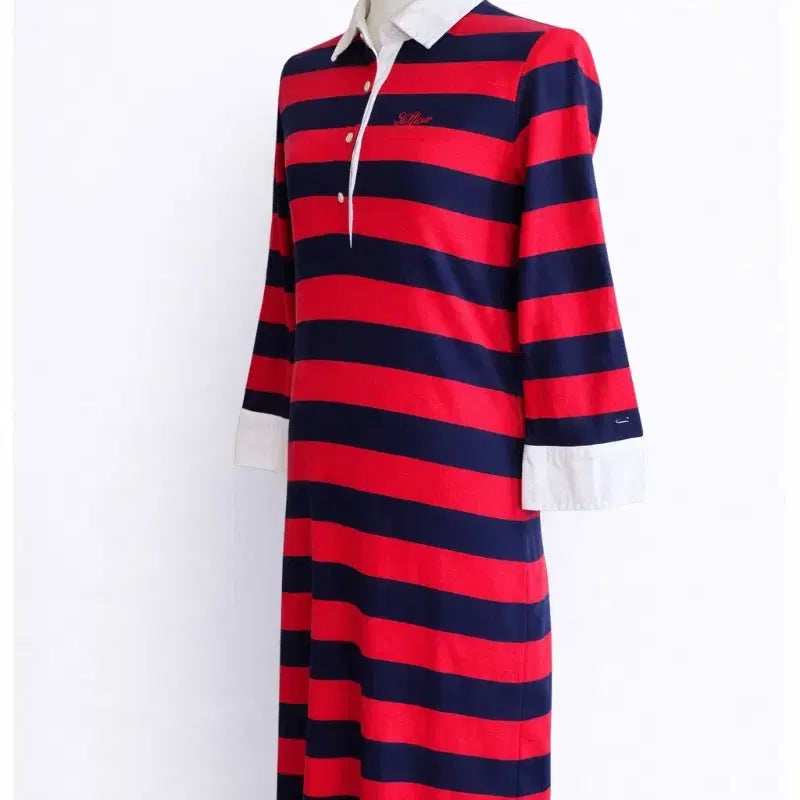 [BUNJANG] Tommy Hilfiger Y2K Striped Collar Dress / Y2K 타미힐피거클래식Tommy Hilfiger배색스트라이프 카라 원피스