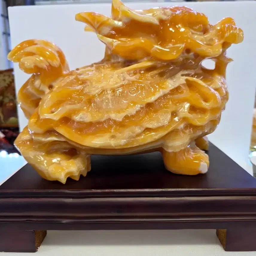 [BUNJANG] Orange Calcite Turtle Sculpture / 오렌지칼사이트 조각