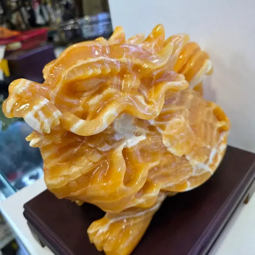[BUNJANG] Orange Calcite Turtle Sculpture / 오렌지칼사이트 조각