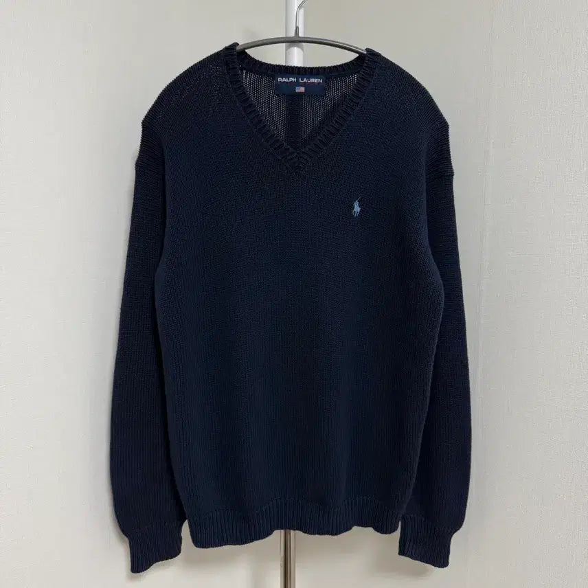 [BUNJANG] Polo Sport V-Neck Cotton Knit Navy / 폴로 스포츠 브이넥 코튼 니트 네이비
