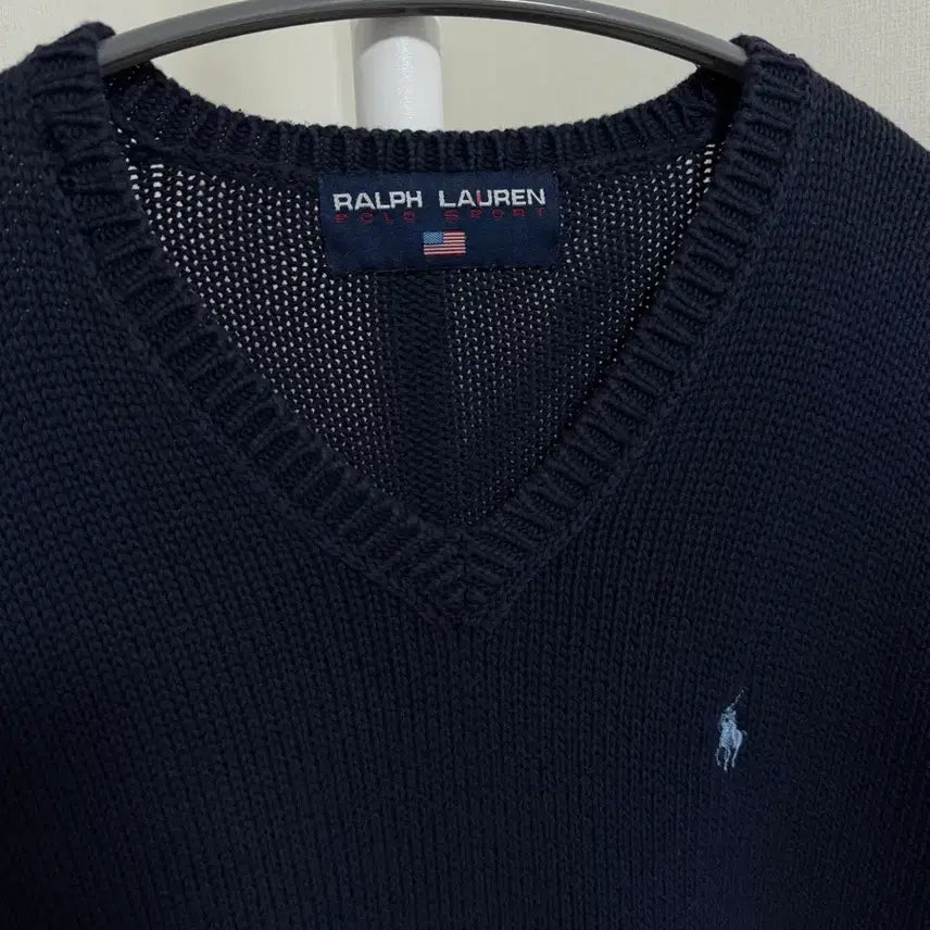 [BUNJANG] Polo Sport V-Neck Cotton Knit Navy / 폴로 스포츠 브이넥 코튼 니트 네이비
