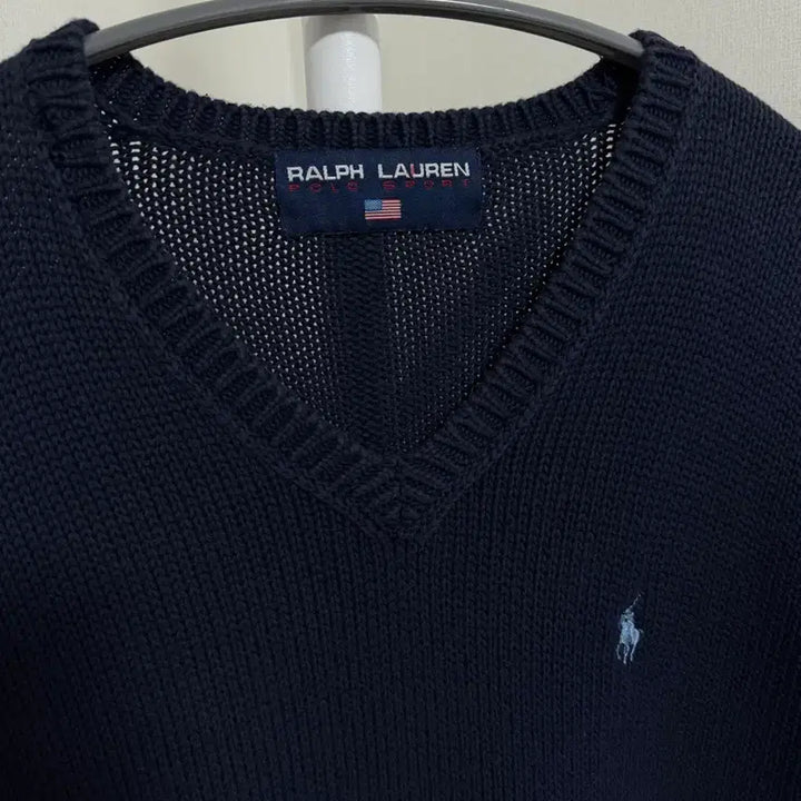 [BUNJANG] Polo Sport V-Neck Cotton Knit Navy / 폴로 스포츠 브이넥 코튼 니트 네이비