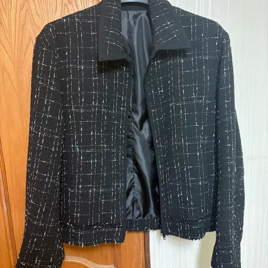 [SOLD OUT] 엘무드 파탈 트위드 재킷 쿼츠 울 트위드 블루종 자켓 46
