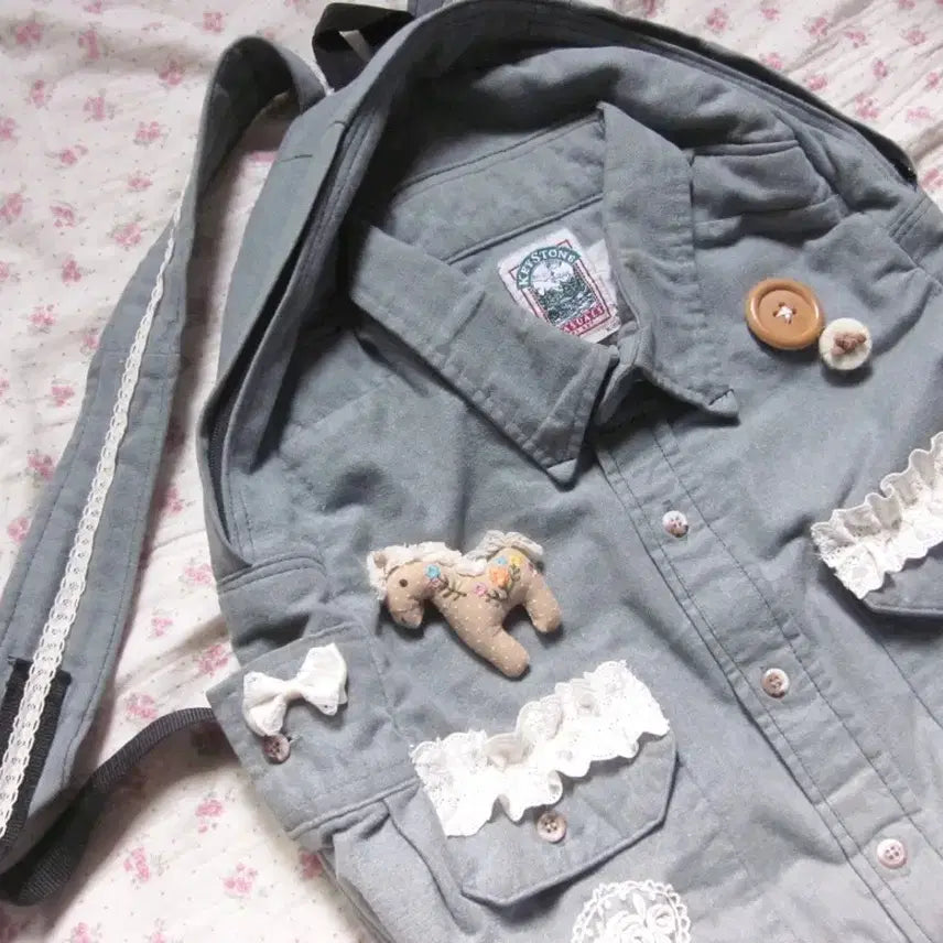 [BUNJANG] Made Lovely Denim Shirt Backpack / (메이드) 헤이세이 러블리 데님셔츠 백팩