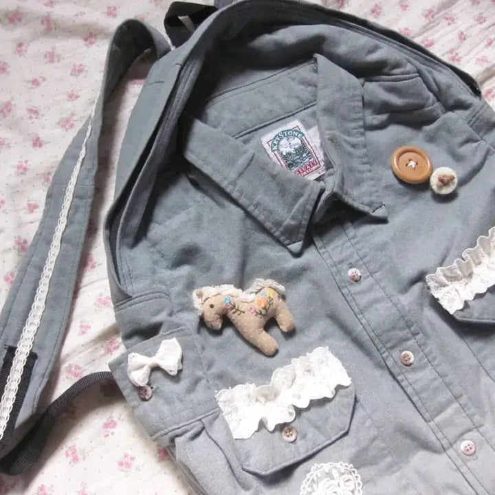 [BUNJANG] Made Lovely Denim Shirt Backpack / (메이드) 헤이세이 러블리 데님셔츠 백팩