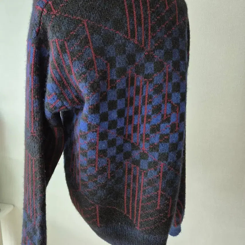 [BUNJANG] Lacoste Check Pattern Wool Blend Cardigan / 라코스테 체크 패턴 울 가디건