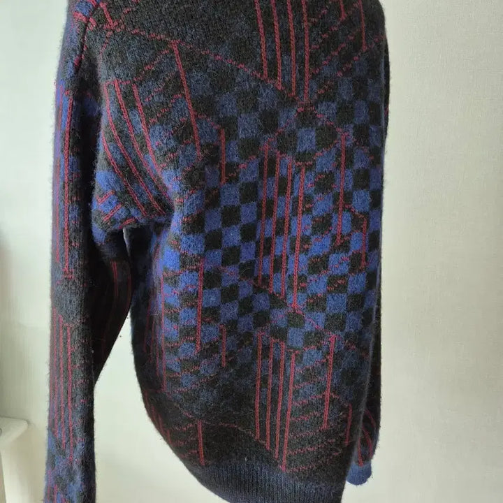 [BUNJANG] Lacoste Check Pattern Wool Blend Cardigan / 라코스테 체크 패턴 울 가디건