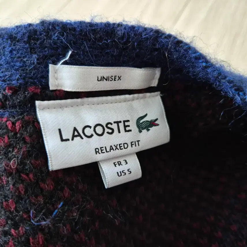 [BUNJANG] Lacoste Check Pattern Wool Blend Cardigan / 라코스테 체크 패턴 울 가디건