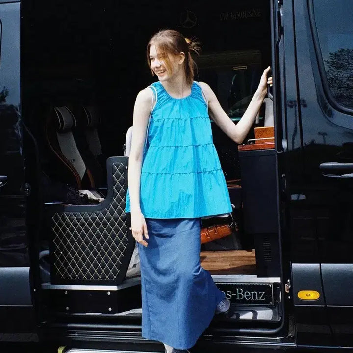 [BUNJANG] Pesto Shirring Sleeveless Top / 페스토 셔링 슬리브리스 탑