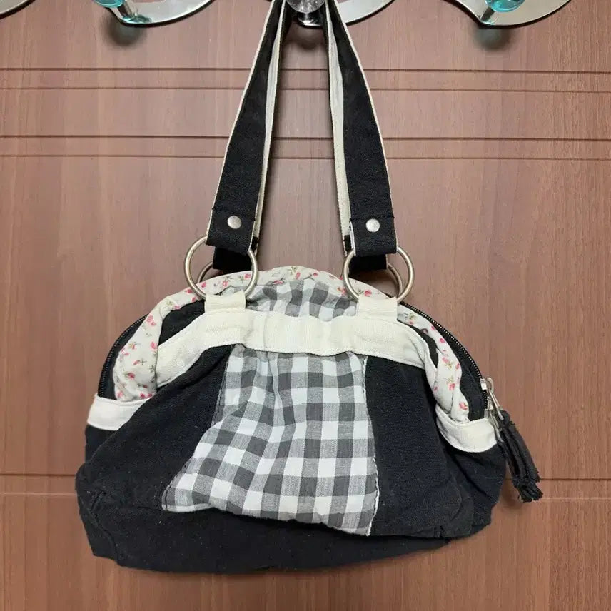 [BUNJANG] 일본 빈티지 모리걸 핸드메이드 체크 플라워 핸드백 토트백 모리 가방 / 일본 빈티지 모리걸 핸드메이드 체크 플라워 핸드백 토트백 모리 가방