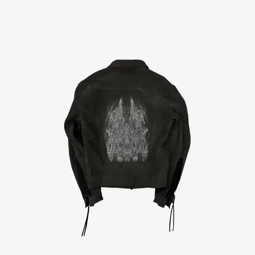 [BUNJANG] Undermycar Cathedral Embroidered Suede Trucker Jacket / 새상품 언더마이카 퀄른성당 아트웍 자수 스웨이드 트러커 자켓