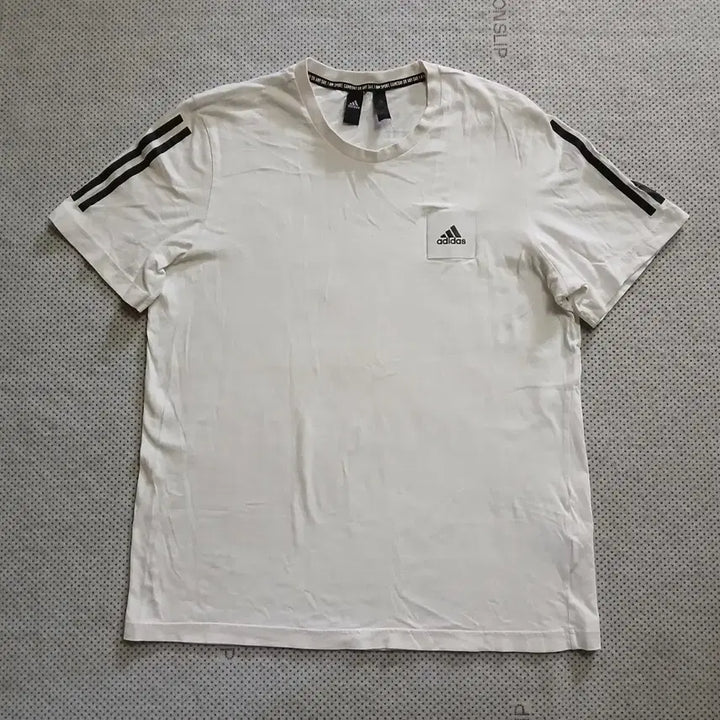 [BUNJANG] Adidas White Three Stripe Short Sleeve T-Shirt / 아디다스 흰색 삼선 반팔 티셔츠
