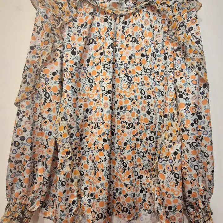[BUNJANG] Mine Flower Print Frill Blouse / 마인 플라워 프린트 프릴 블라우스