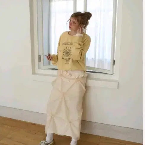 [BUNJANG] Our Salt Fossil Crew Neck Sweatshirt Lemon / 아우어솔티 Fossil Crew Neck 맨투맨 레몬