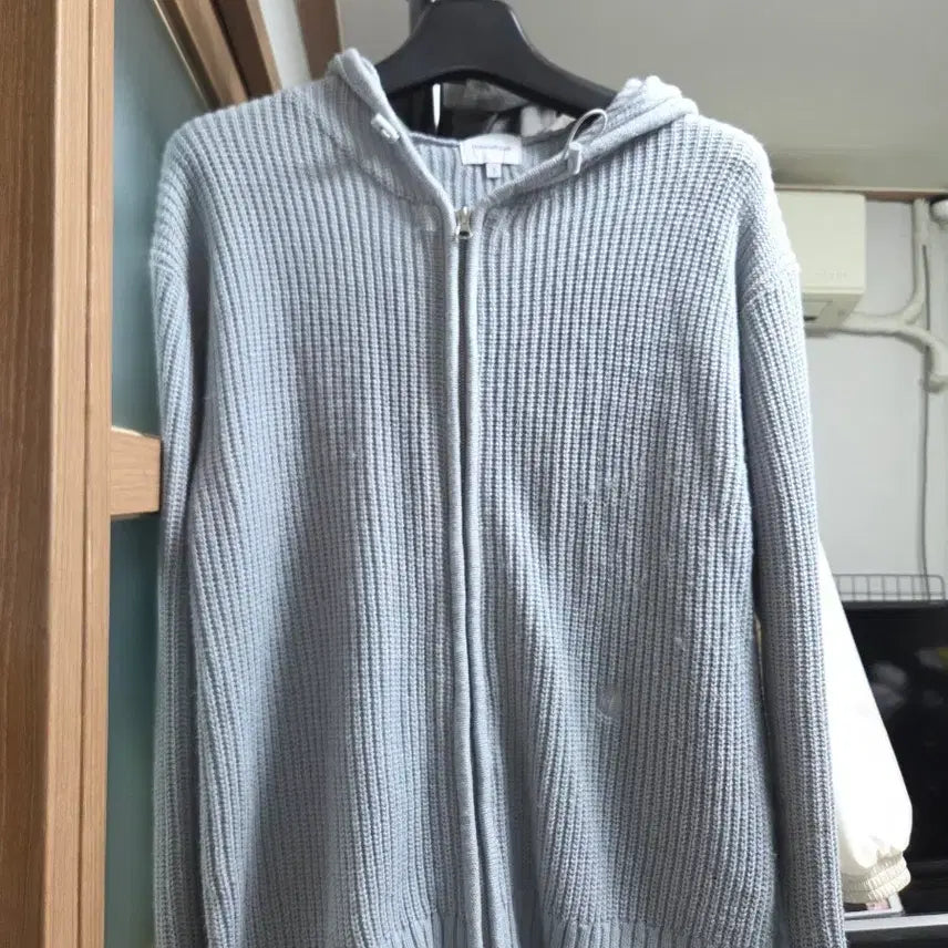 [BUNJANG] Urban D. Type Knit Hoodie Zip-up Pale Blue / 어반디타입 니트 후드집업 페일 블루